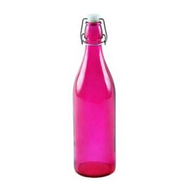 Стеклянная бутылка 1 л розовая